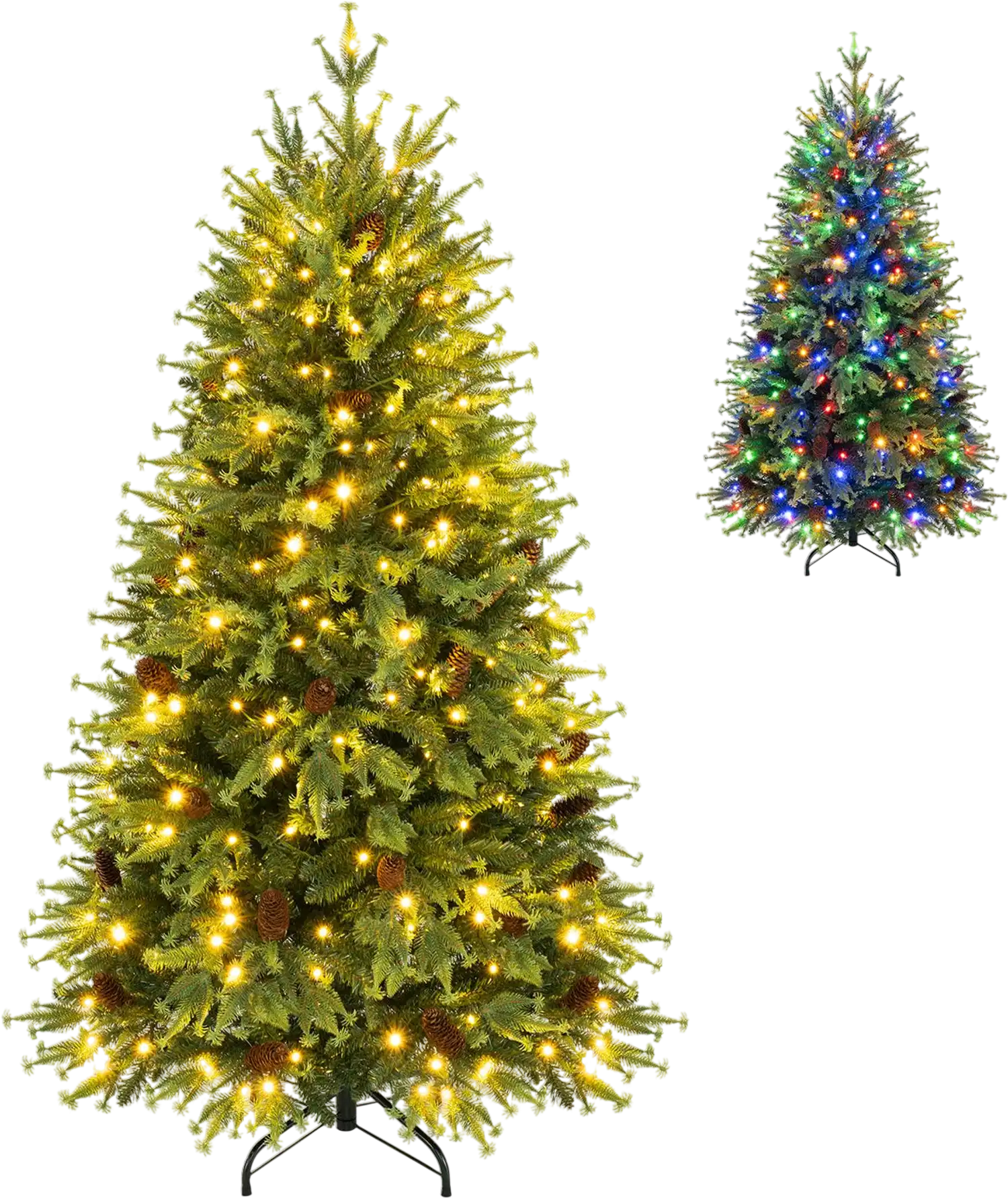 Costway Pre-Lit Artificial Christmas Tree Warm White & Multicolor LED 92332252 New