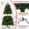 5 FT pre-lit artificial Christmas tree with warm white and multicolor LED lights, hinged branches, and a crossed metal base.