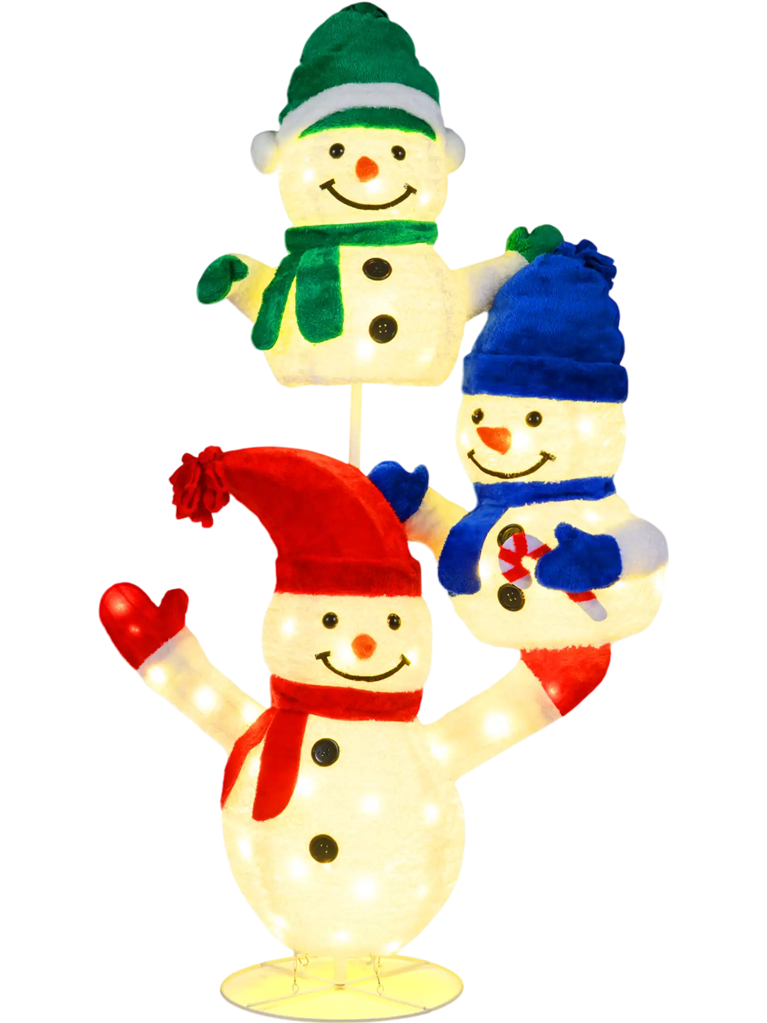 Costway 5' Lighted Stacked Snowman Christmas Decoration 110 LED Lights 15835281 New