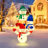 Stacked snowman Christmas decoration with 110 LED lights, featuring three snowmen in hats and scarves for festive.