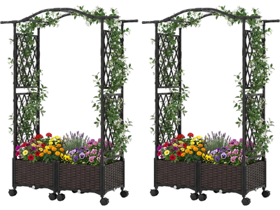 Costway 5' Tall Raised Garden Bed Planter w/ Wheels Hanging Roof 57070753 New