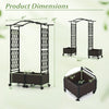 Detailed dimensions of the 5 FT tall raised garden bed with lockable wheels and hanging roof for climbing flowers.