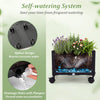 5 FT tall raised garden bed with lockable wheels, self-watering system, and climbing trellis for growing flowers and.