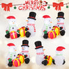 Cute 5-foot inflatable snowmen with gift boxes, pre-lit with LED lights for festive indoor and outdoor holiday decor.