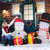 Cute 5-foot inflatable snowmen with gift boxes, pre-lit with LED lights for festive outdoor holiday decor.