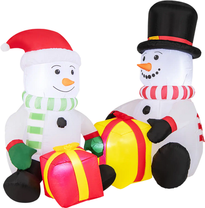 Costway 5' 2 Cute Blow-Up Snowman Christmas Inflatable w/ Gift Boxes 63589241 New