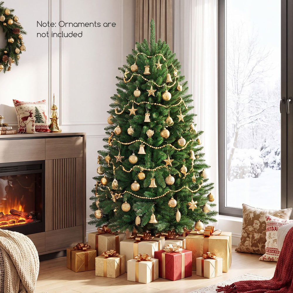 5 feet artificial fir Christmas tree with 600 branch tips, offering a spacious design for personalized holiday decorations.