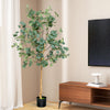 5.5 feet artificial eucalyptus tree with 517 dense leaves, featuring a stable pot for home or office decor.