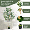 5.5 feet artificial eucalyptus tree with 517 dense leaves, realistic branches, and a stable flower pot for home.