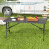 5FT Folding Picnic Table with Wood Grain HDPE Tabletop and  Non-slip Foot Pads-Black - Gallery View 1 of 11
