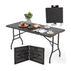 5FT folding picnic table with wood grain HDPE tabletop, portable design, and non-slip foot pads for indoor and outdoor.