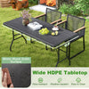 5FT folding picnic table with a black HDPE wood grain tabletop, featuring non-slip foot pads for stability and easy.