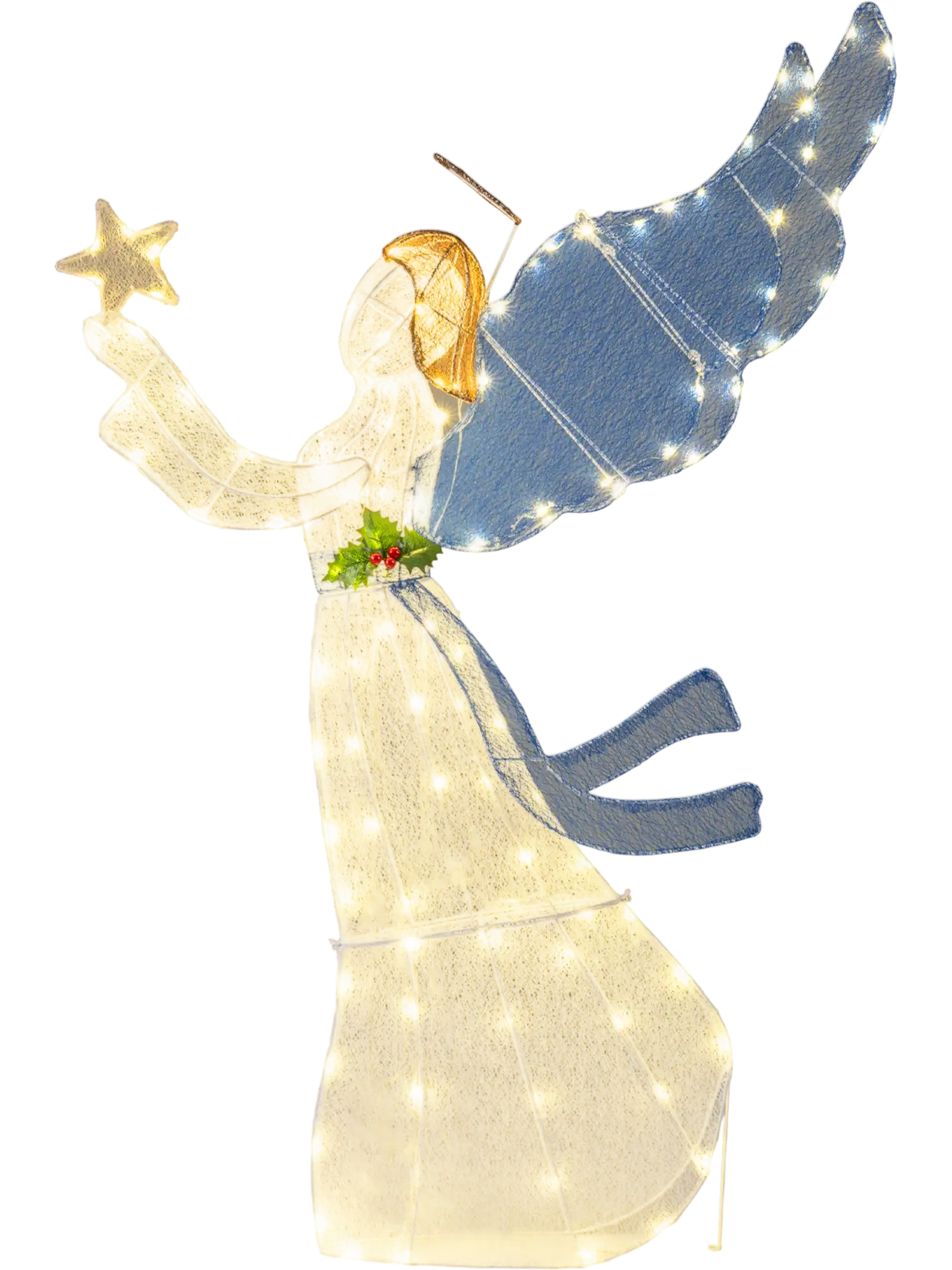Costway 5' Lighted Angel Christmas Decoration with Wings Warm LED Lights 73840386 New