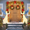 Lighted 5 feet angel Christmas decoration with wings, warm LED lights, and holly leaves, perfect for outdoor holiday.