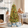 5-foot pre-lit artificial fir pencil Christmas tree with 150 LED lights, ideal for corner spaces and festive decoration.