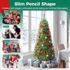 5-foot pre-lit artificial fir pencil Christmas tree with 150 LED lights, ideal for small spaces and festive decorations.