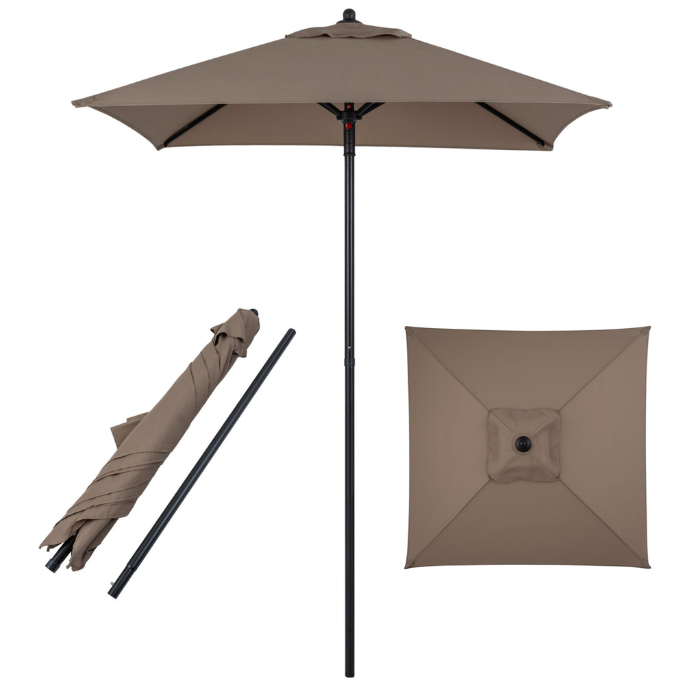 5 Feet Patio Square Market Table Umbrella Shelter with 4 Sturdy Ribs - Gallery View 4 of 10
