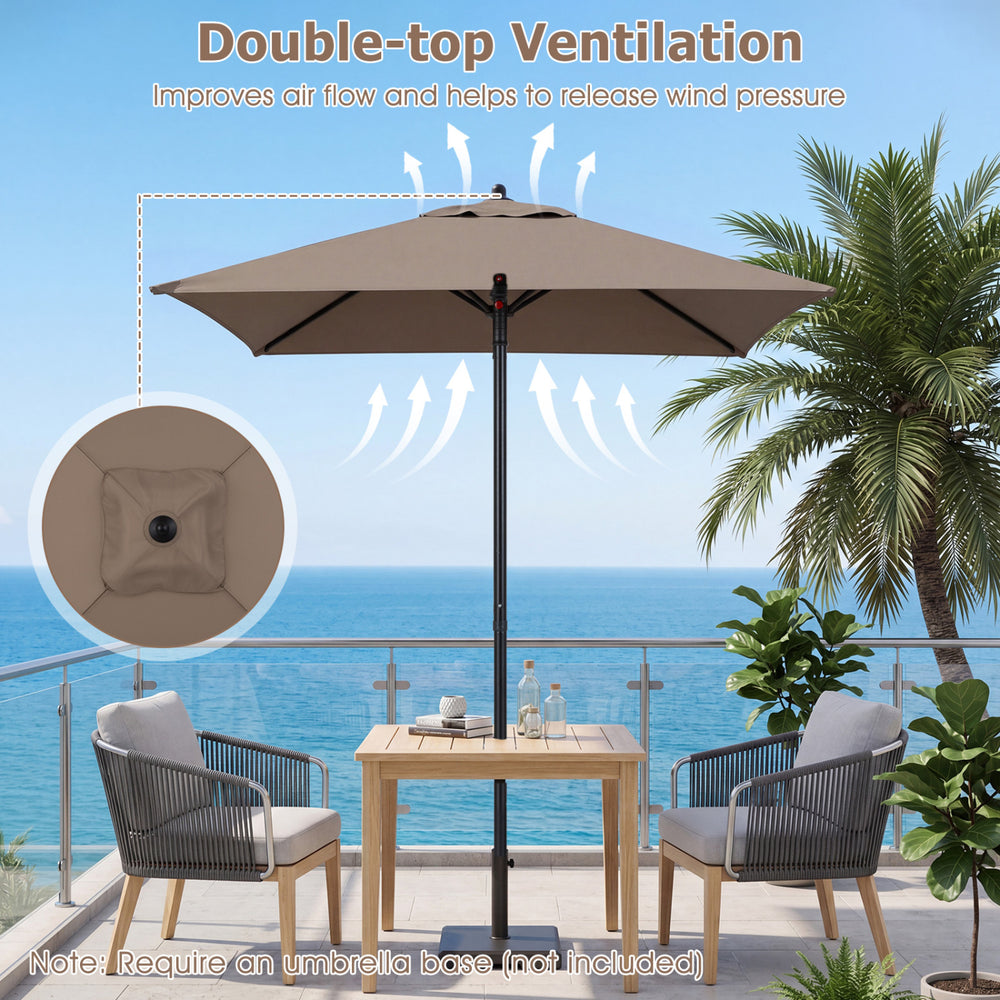 5 Feet Patio Square Market Table Umbrella Shelter with 4 Sturdy Ribs - Gallery View 7 of 10