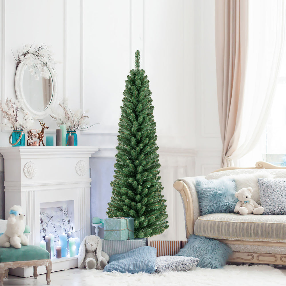 5/6/7/8 Feet Pencil Christmas Tree with 295/392/523/671 Memory Wire Branch Tips and Upgraded Metal Stand-5 feet - Gallery View 1 of 12