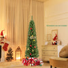5-foot pencil Christmas tree with 295 branch tips, featuring a sturdy metal stand, perfect for holiday decor.