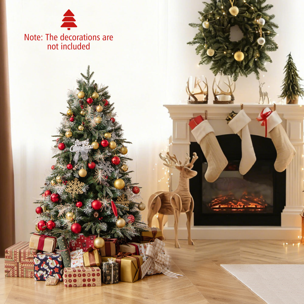 5 feet pre-lit artificial Christmas tree with berries and 8 modes of LED lights, perfect for festive holiday decor.