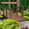 5 Feet Wooden Garden Bridge with Safety Rails-Brown - Gallery View 1 of 10