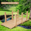 5-foot wooden garden bridge with safety rails, crafted from fir wood, ideal for backyard and garden aesthetics.