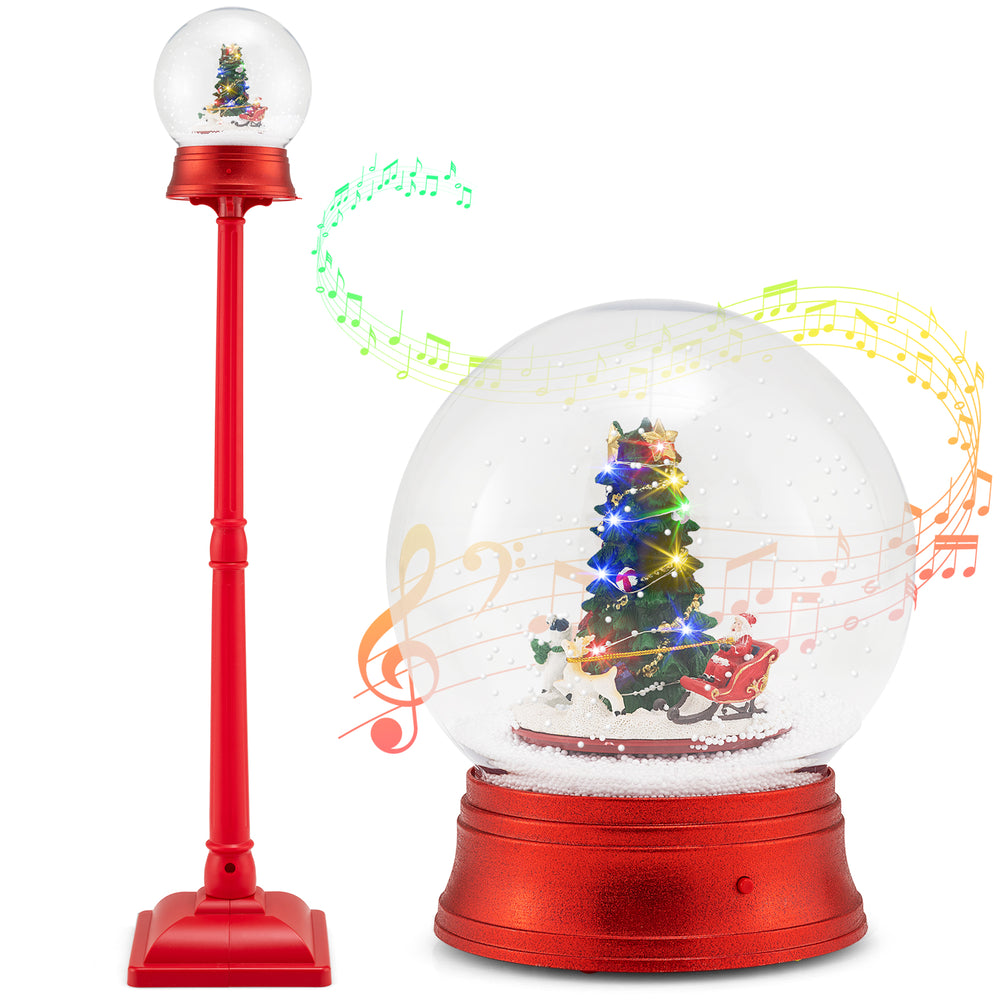 5 Ft red musical Christmas street lamp features a cozy silent light mode, perfect for mantels or as a charming.