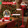 5 Ft red musical Christmas street lamp with swirling snow, 15 LED lights, and 8 classic tunes for festive décor.