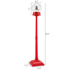 5 Ft red musical Christmas street lamp dimensions: 60.5” tall with a 12.5” base, ideal for festive entryway decoration.