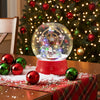Musical Christmas snow globe lantern with Santa and snowman scene, featuring LED lights for festive tabletop decor.