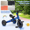 Toddler bike in blue with a triangle carbon steel frame, removable pedals, and wear-resistant wheels for versatile.