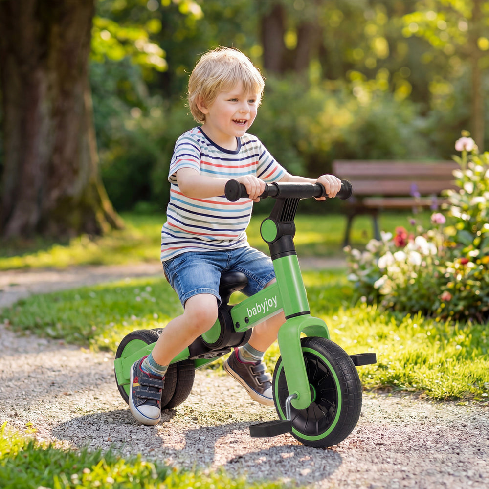 5-In-1 Toddler Bike Kids Balance Bike with Removable Pedals-Green - Gallery View 1 of 10