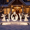 5 PCS JOY Nativity Christmas Yard Sign Set with Angels for Garden-White - Gallery View 1 of 11