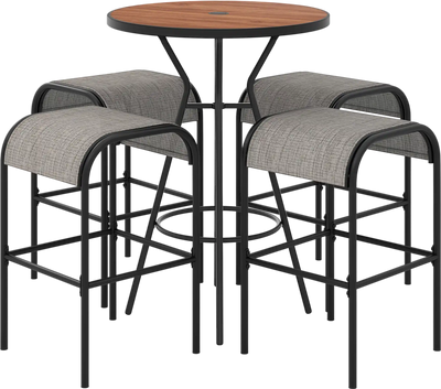 Costway 5-Piece Outdoor Round Bar Table Set w/ 1.6