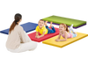 Colorful 5 pack of 2-inch toddler nap mats in red, yellow, blue, and green, perfect for school and daycare use.