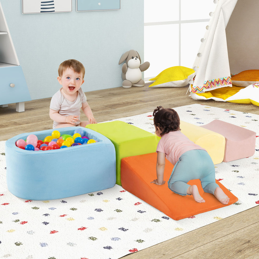 5-Piece Climb and Crawl Playset with Ball Pit for Kids-Multicolor - Gallery View 1 of 10
