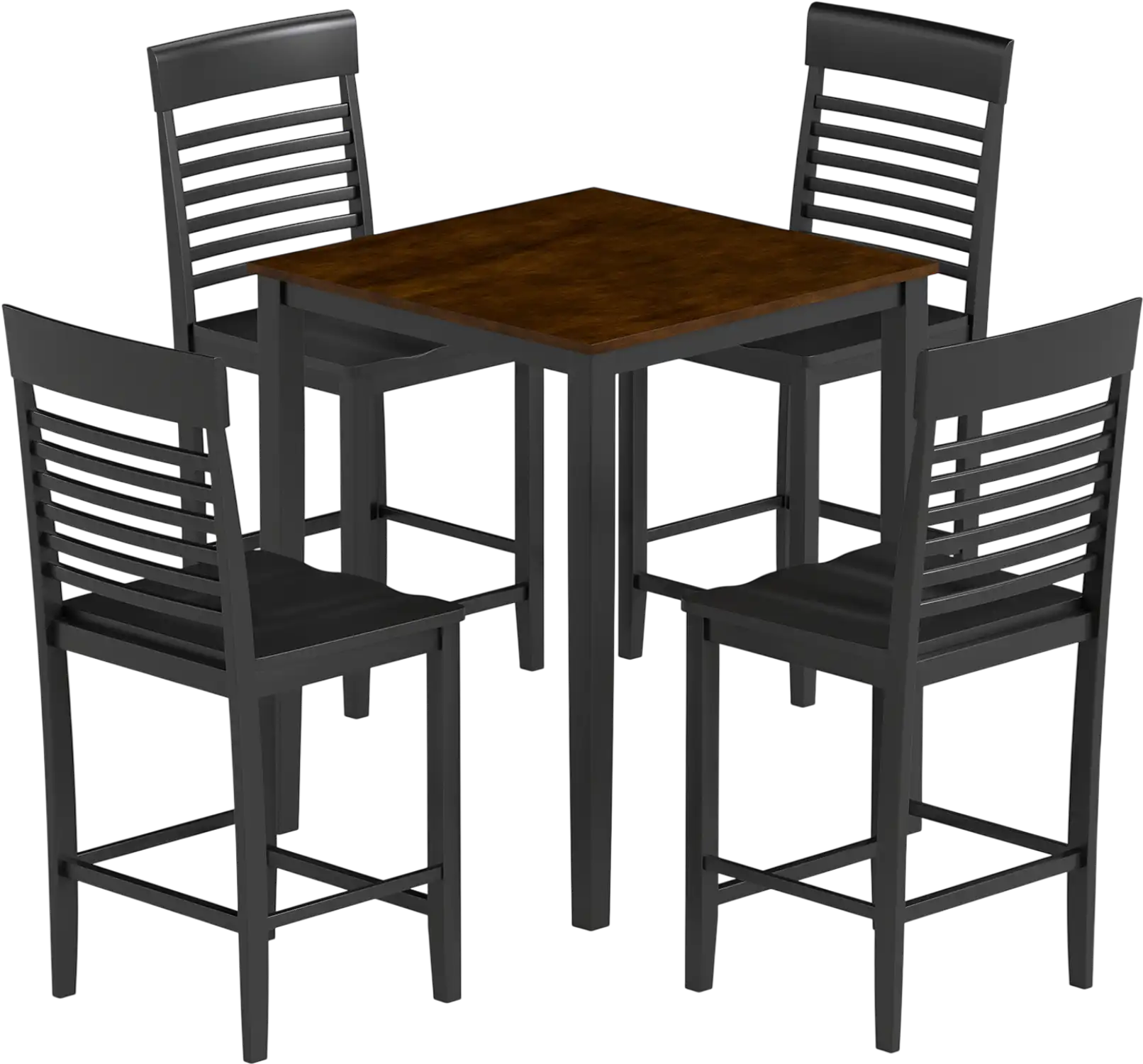 Costway 5-Piece Counter-Height Dining Table Set Rubber Wood Frame Footrest 10145748 New