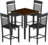5-Piece Counter-Height Dining Table Set with Rubber Wood Frame and Footrest