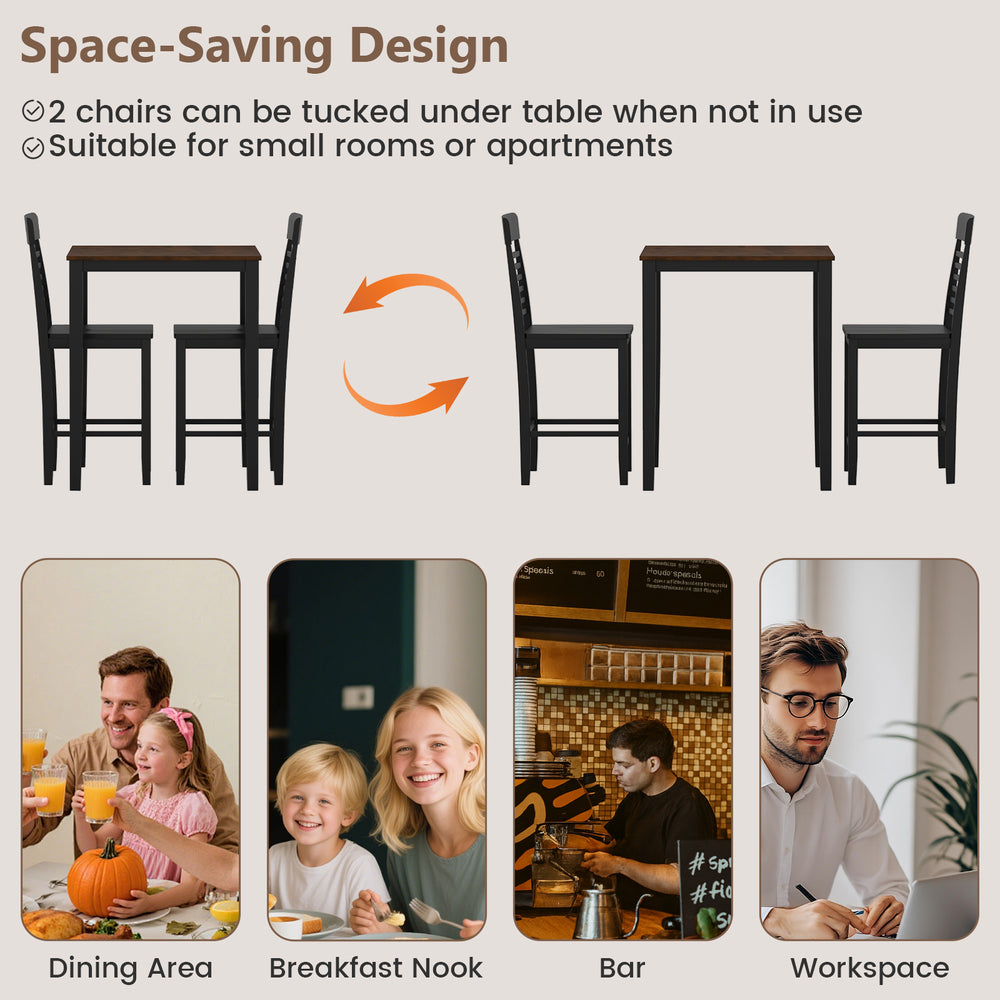 5-piece counter-height dining table set with rubber wood frame, featuring space-saving design for small rooms or.