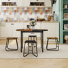 Round 47-inch kitchen table with 4 contrasting stools, perfect for small spaces and stylish dining areas.