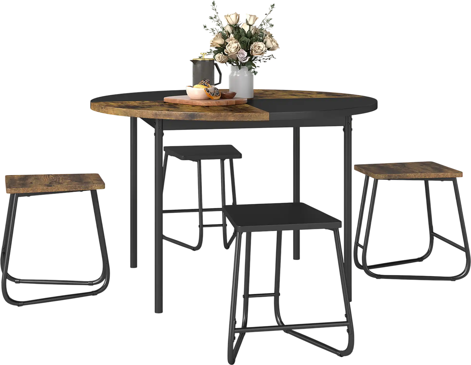 Costway 5-Piece Round Dining Set for 4 w/ Table & 4 Stools 47