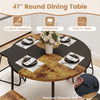 Round 47-inch dining table with contrasting segments, premium veneered MDF, waterproof, ideal for small spaces.