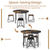 5-piece dining set featuring a 47-inch round table with 4 stools, designed for space-saving in small apartments.