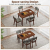 5-piece dining set featuring a rectangular table and gray fabric chairs, designed for space-saving in living rooms.
