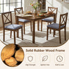 5-piece dining set featuring a solid rubber wood frame and fabric chairs, perfect for small spaces and versatile occasions.