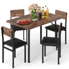 5-piece dining table set featuring a brown veneered MDF tabletop and 4 PU leather chairs, ideal for small spaces.