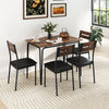 5-piece dining table set featuring a rustic brown tabletop and four armless chairs, perfect for kitchen or living room.