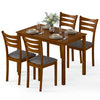 5-Piece Dining Table Set with Linen Fabric Upholstered Chairs and Solid Rubber Wood Frame for 4 People - Gallery View 4 of 10