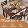 5-Piece Dining Table Set with Linen Fabric Upholstered Chairs and Solid Rubber Wood Frame for 4 People - Gallery View 6 of 10
